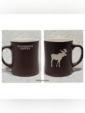 Starbucks Coffee Brown Moose Mug 2009 New Bone China White Wildlife Cup